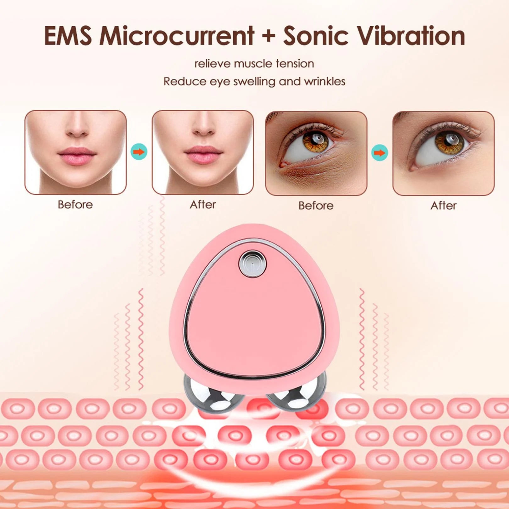 Microcurrent Facial Device, Mini Microcurrent Face Lift Device, Face Lift Toning/Sculpting/Firming Tool, Anti-Ageing, Skin Tightening and Rejuvenation