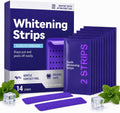 Dent Teeth Whitening Strips, Purple Teeth Whitening Strips for Sensitive Teeth, Purple Whitening Strips for Surface Stains, Enamel Safe, Low Sensitivity, Portable Non-Slip Dry Strips, 14 Count